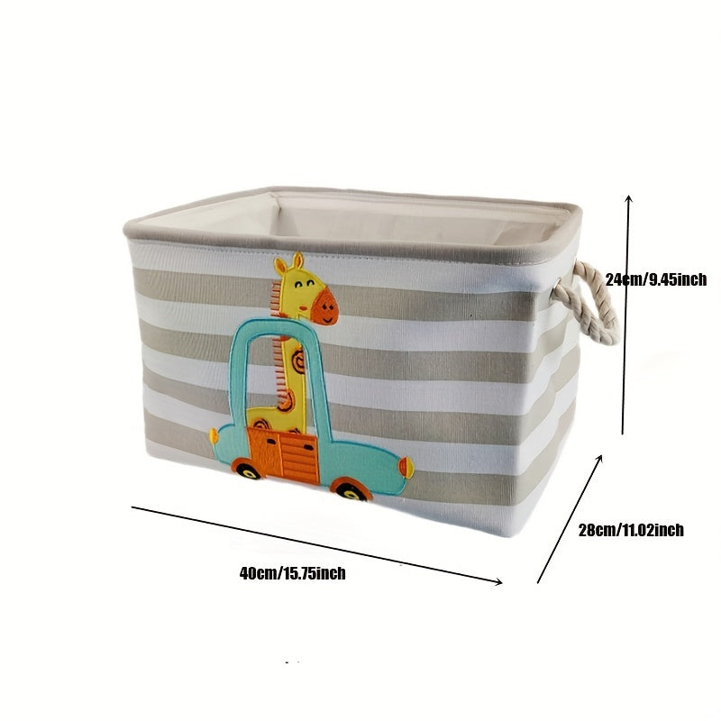 Toy and Clothes Basket – Design with Cartoon Lion and Giraffe