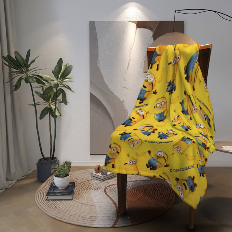 Pătură Minionki - Pătură moale și caldă fleece pentru copii
