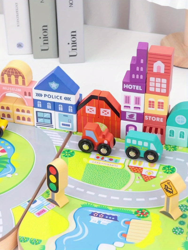 Zestaw Drewnianych Klocków Budowlanych - Radosne Doświadczenie Zabawowe dla Dzieci