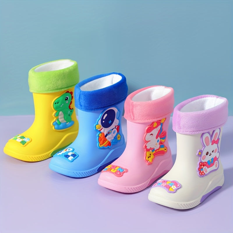 Dziecięce kalosze z rysunkiem kosmonauty – Ciepłe i wodoodporne na zimę