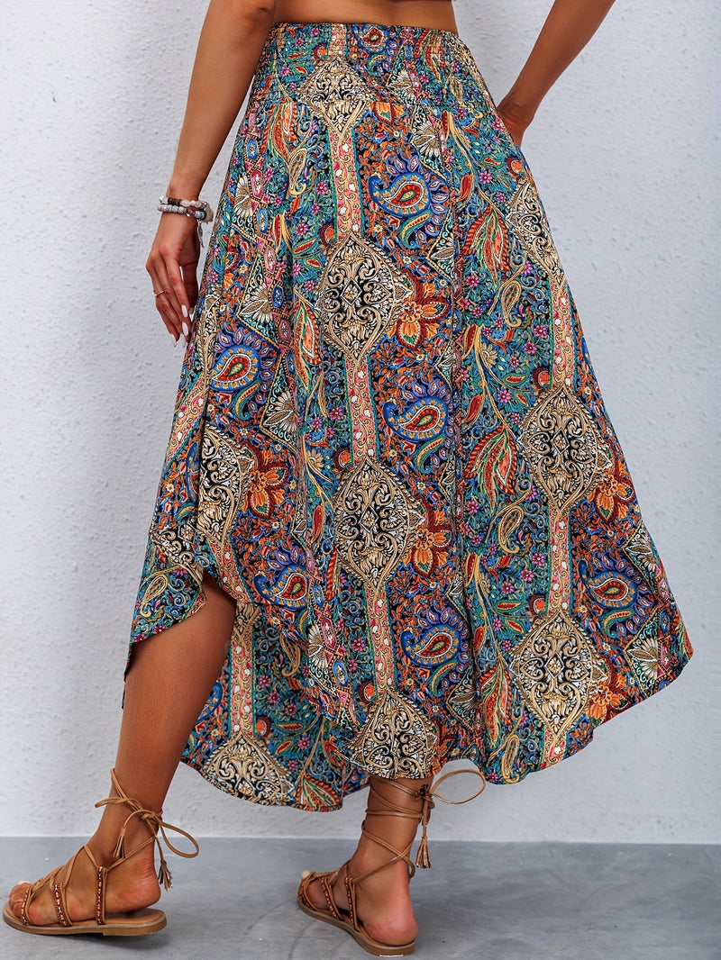 Skirt with Paisley Pattern and High Waist – Stylish and Comfortable for Summer and Spring