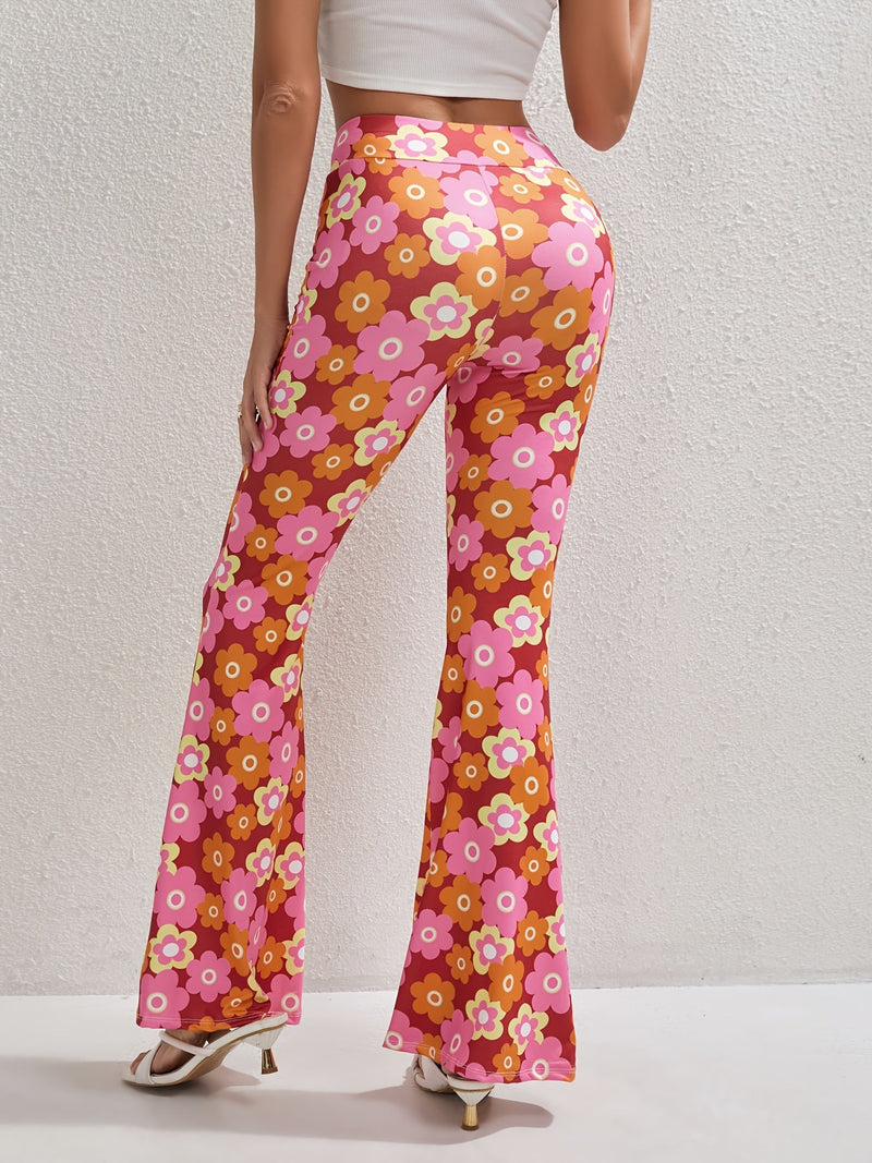 Cheerful Flowers Bell Bottom Pants – Stylish and Breathable for Spring and Summer