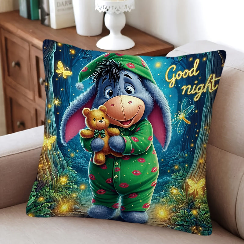 Față de pernă Eeyore - Model amuzant reversibil cu fermoar pentru living și dormitor