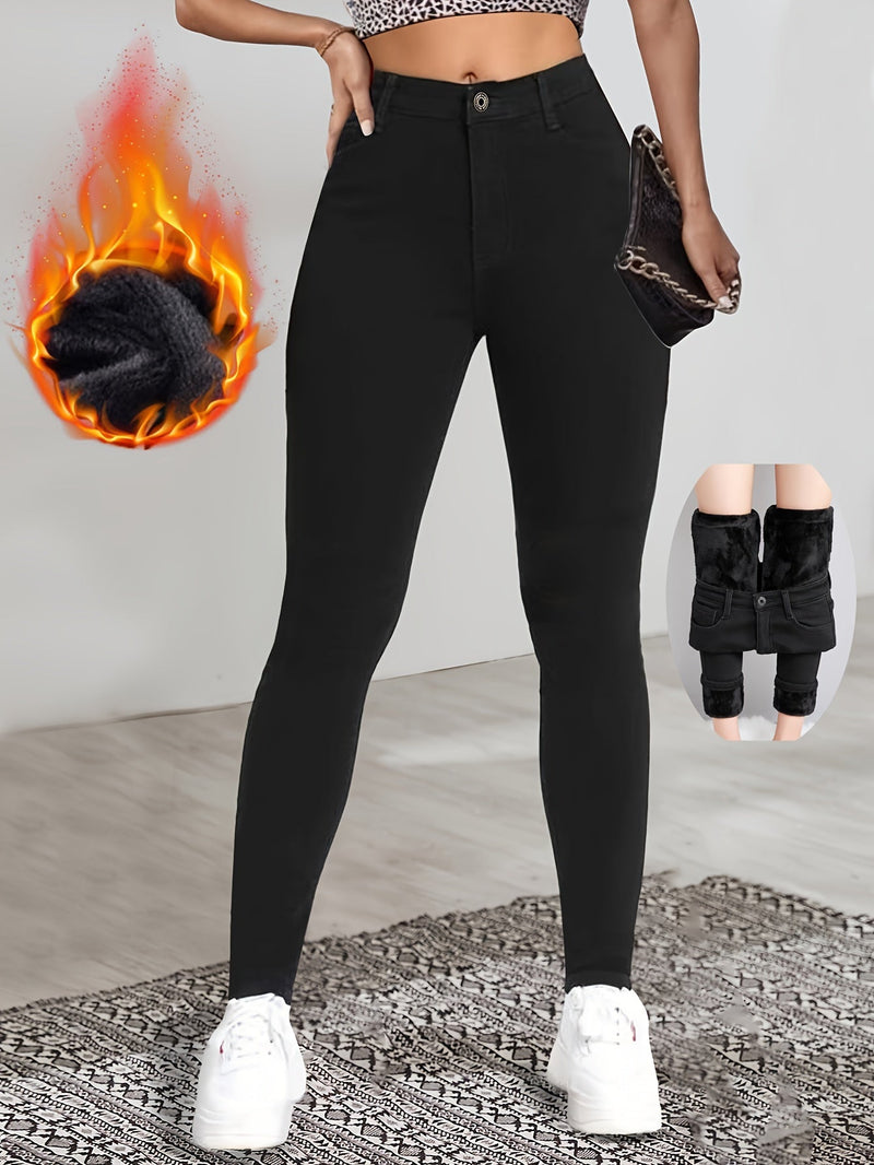 Lotte Ciepłe Skinny Jeans - Wygodne i Stylowe na Zimne Dni