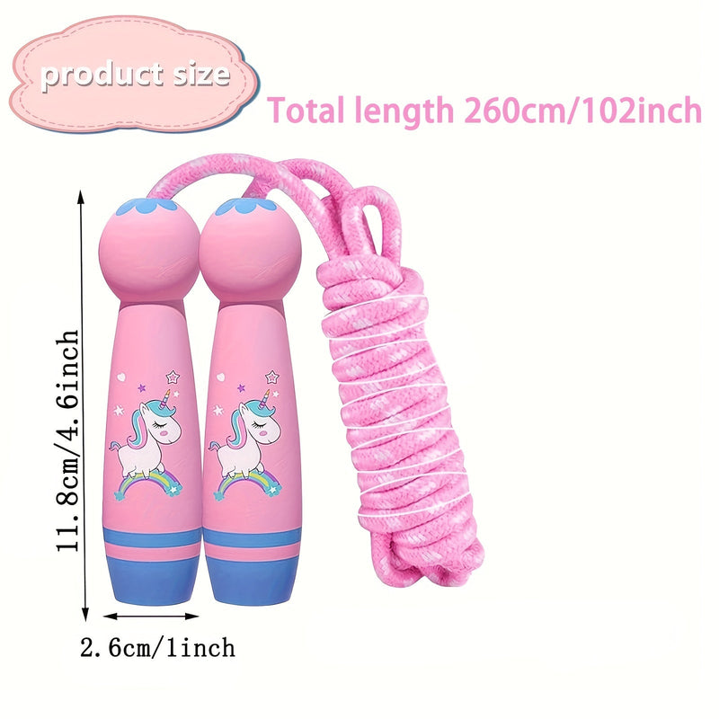 Sznur do Skakania z Jednorożcem - Uroczy Skakanka dla Dzieci z Drewnianymi Uchwytami