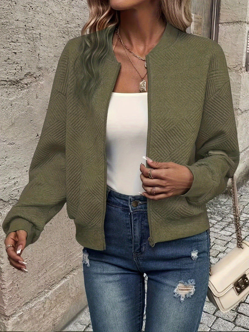 Stylish Woven Bomber Jacket – Ideal for Spring and Summer