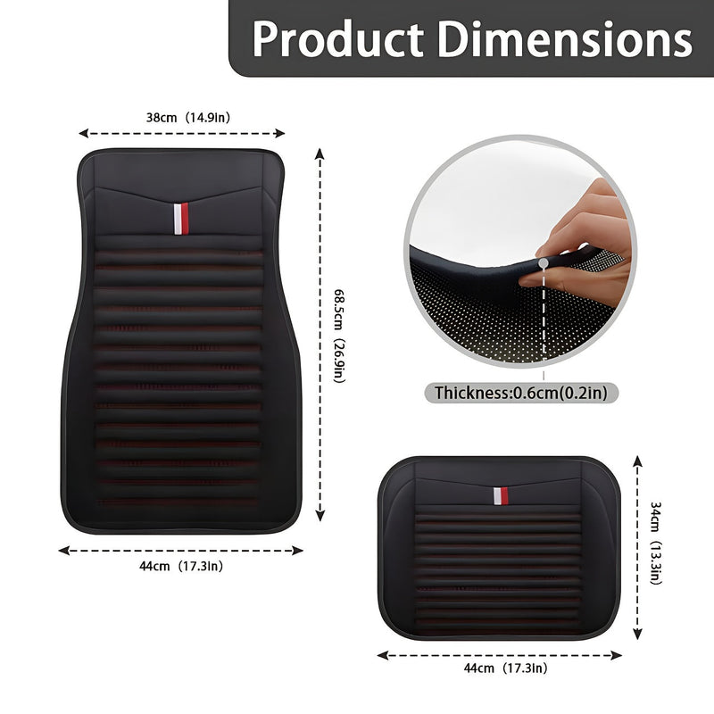 Zestaw 4 Gestreepionych Dywaników Samochodowych – Antypoślizgowe i Odporne na Plamy na Wszystkie Pory Roku