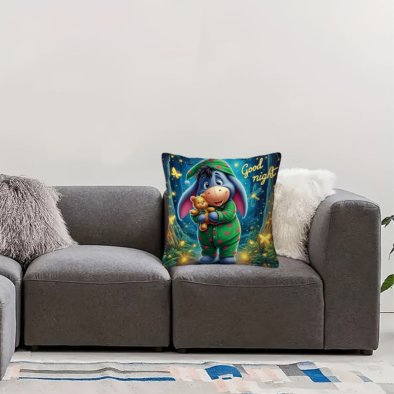 Față de pernă Eeyore - Model amuzant reversibil cu fermoar pentru living și dormitor