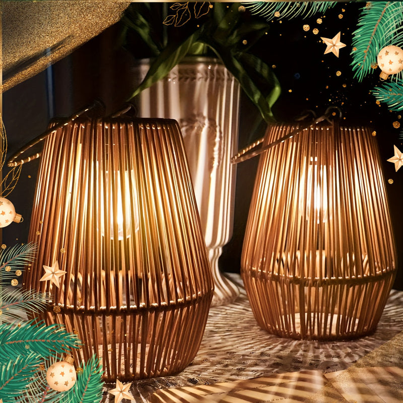 Solar Woven Lanterns – Elegant Hanging Lighting for Garden and Patio