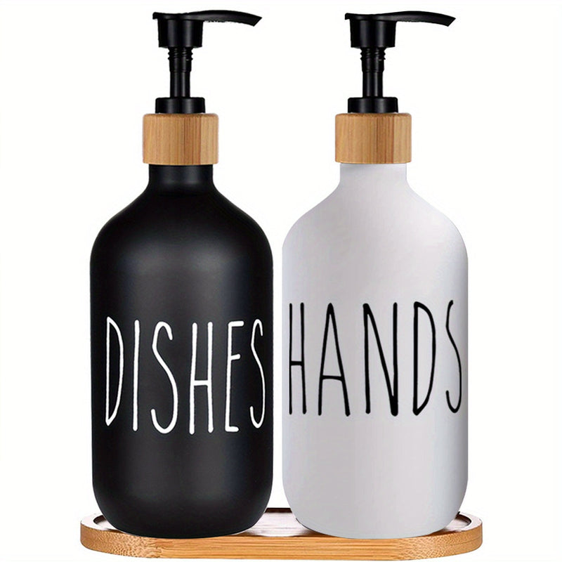 Modern soap dispenser with wooden base - For a stylish bathroom