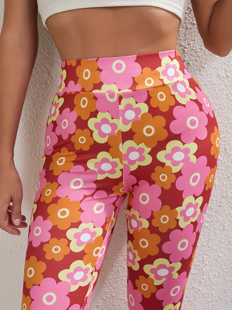Cheerful Flowers Bell Bottom Pants – Stylish and Breathable for Spring and Summer