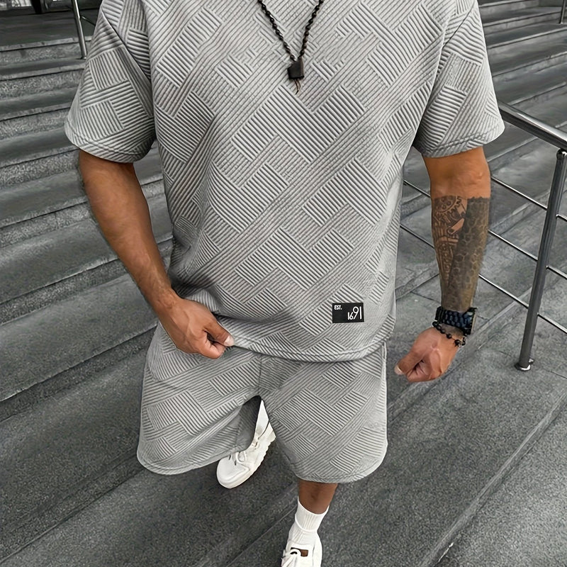Pánské trendy tričko a šortky s žakárovým vzorem – casual a sportovní na horké dny