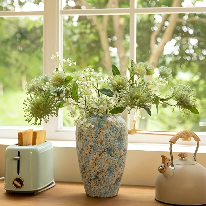 Unikalny Vintage Ceramiczny Wazon – Ręcznie Wykonany Niebieski Kamionka dla Autentycznego Wyglądu