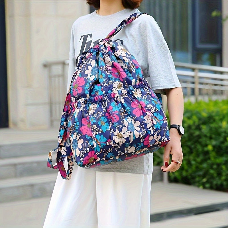 Geometriczny Plecak Nylonowy z Zapięciem na Sznurek – Idealny do Podróży i Aktywności Sportowych