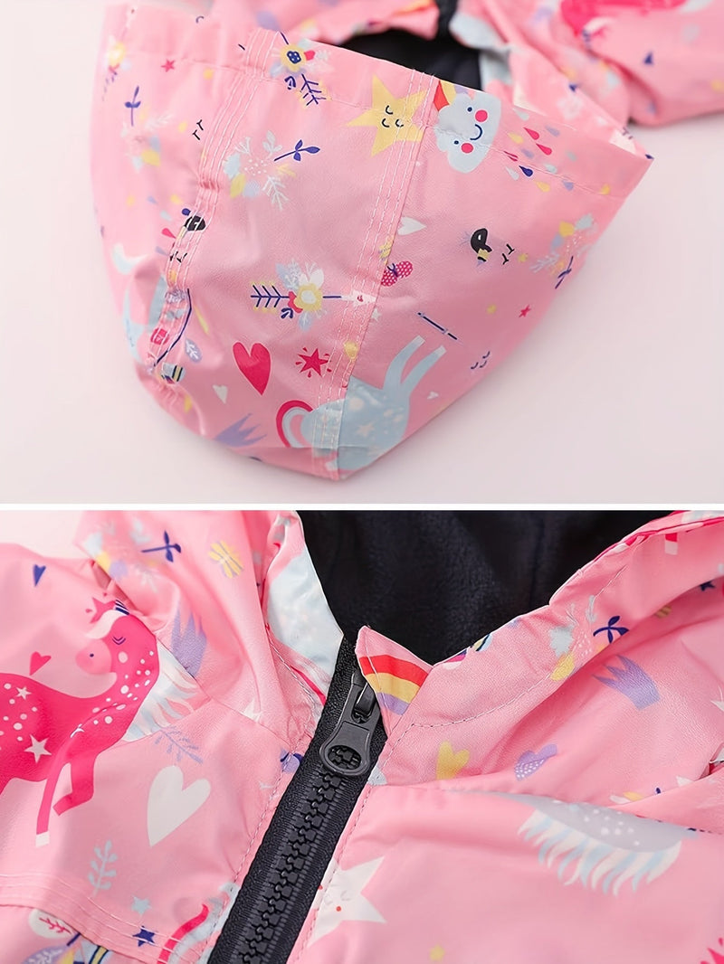 Lekki Dwuczęściowy Zestaw dla Dziewczynek – Wodoodporna Kurtka z Kapturem i Spodnie na Przygodę na Zewnątrz