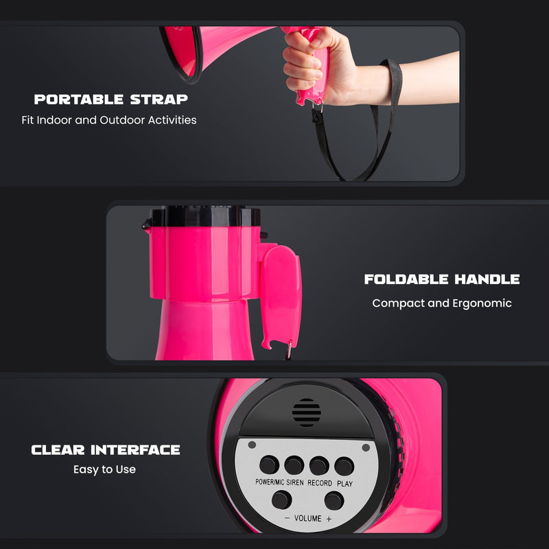 Megafon puternic cu sirenă - rază de acțiune până la 731 metri, volum reglabil