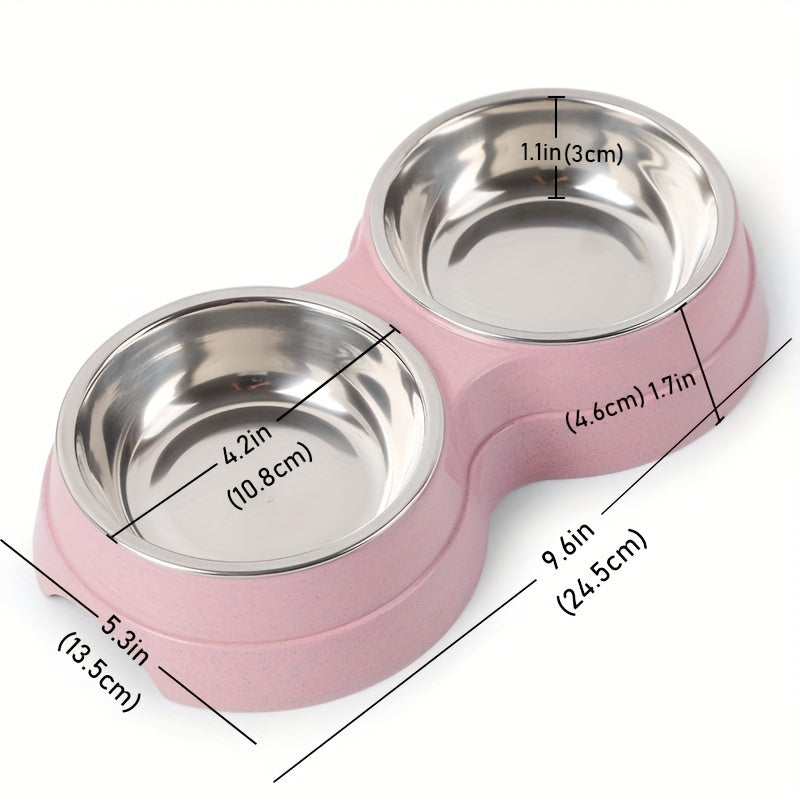 Double Stainless Steel Bowl for Pets – Ideal for Eating and Drinking