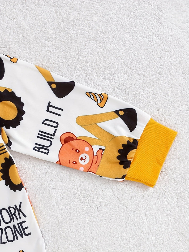 Kombinezon Przygoda z Koparką dla Niemowląt – W zestawie Body, Spodnie i Czapka na Zewnątrz