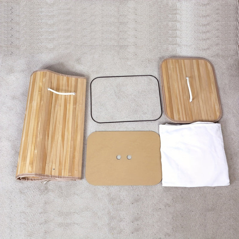 Kosz na pranie z bambusa z pokrywą i uchwytami – Naturalne i oszczędzające miejsce przechowywanie