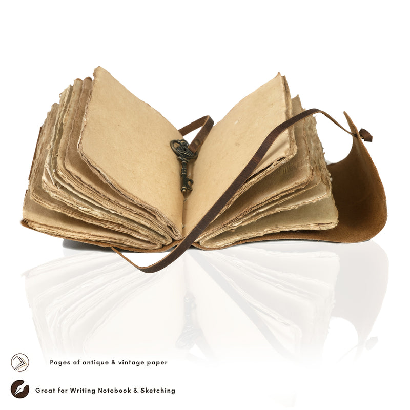 Ręcznie Robiony Vintage Notatnik z Wyglądem Skórzanym i Zamykaną Zawieszką – Dla Kreatywnych Dusz