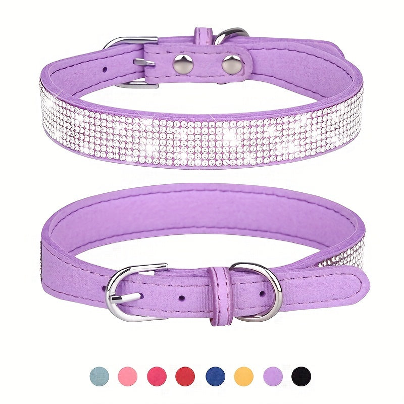 Adjustable Leather Dog Collar with Zirconia – Strong and Durable