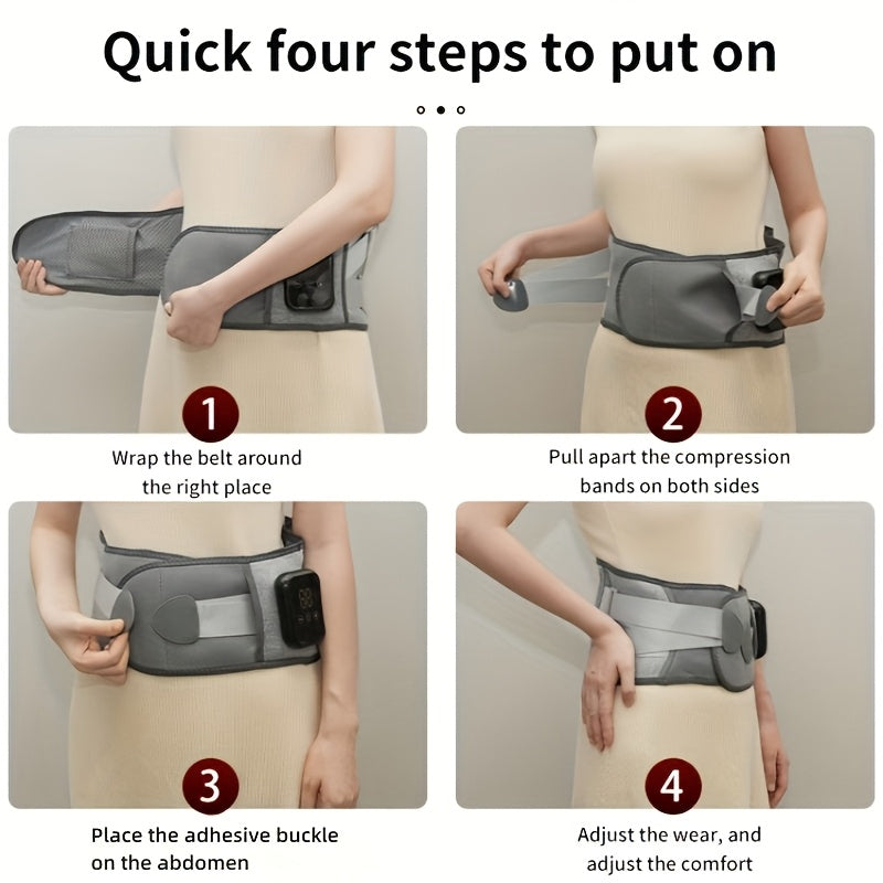 Bezprzewodowy Podgrzewany Pas Masujący na Plecy i Talię – 3 Ustawienia Ciepła i Wibracji dla Maksymalnego Relaksu