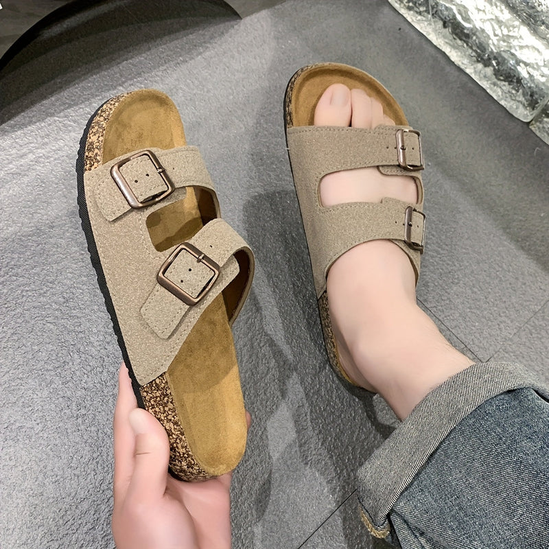 Retro pantofle s dvojitými nastavitelnými přezkami pro muže – pohodlné a stylové pro muže