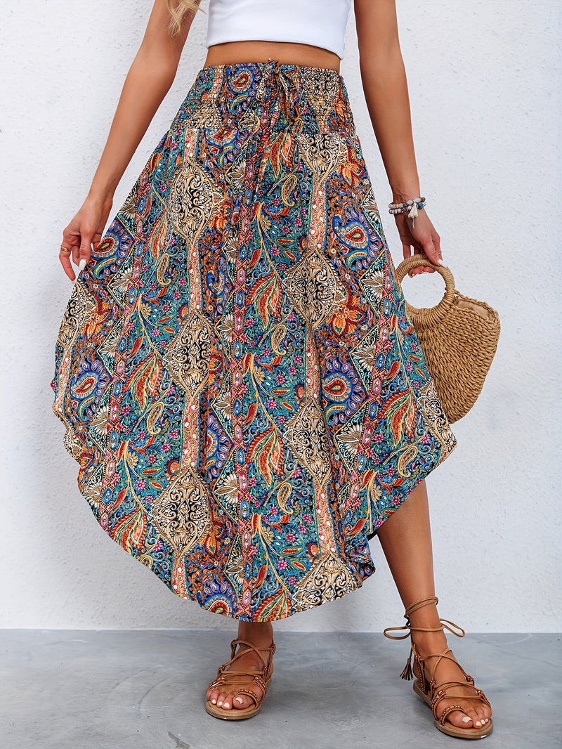 Skirt with Paisley Pattern and High Waist – Stylish and Comfortable for Summer and Spring
