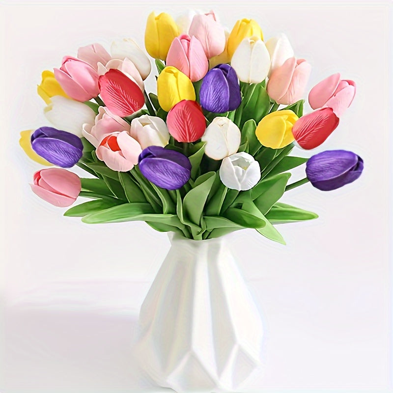 Set of 15 Realistic Artificial Tulips – Perfect for Weddings, Parties, and Interior Decoration