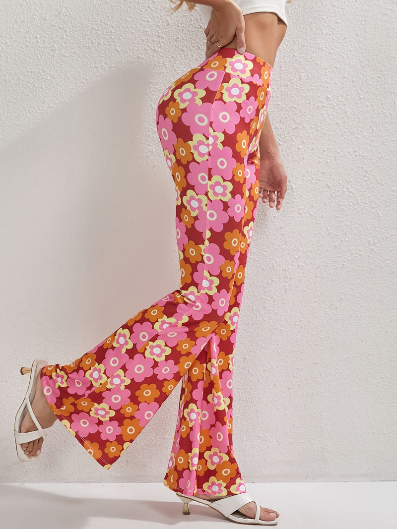 Cheerful Flowers Bell Bottom Pants – Stylish and Breathable for Spring and Summer