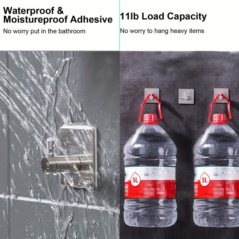 Zestaw 4-sztukowych Samoprzylepnych Haków Ściennych ze Stali Nierdzewnej – Minimalistyczne, Mocne i Wodoodporne