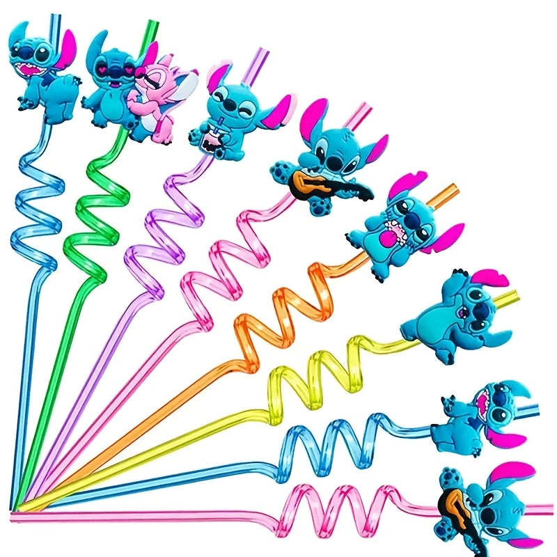 Zestaw wielokrotnego użytku słomek Stitch – 16 kolorowych słomek na przyjęcia i urodziny