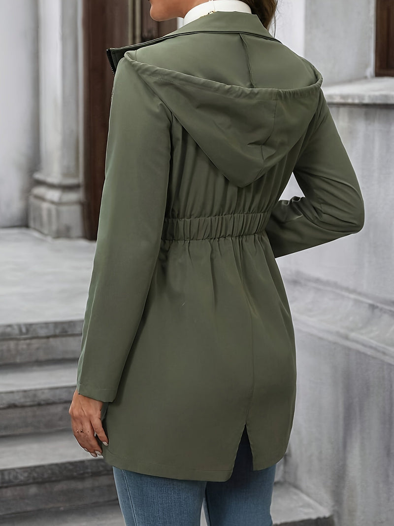 Casual Kurtka Średniej Długości z Kapturem i Pasem – Idealna na Weekendy i Codzienne Dni