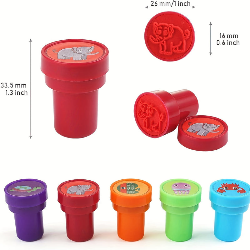 Kolorowy Zestaw Stempli Zwierząt – 26 Różnych Stempli do Kreatywnego Rękodzieła i Edukacji