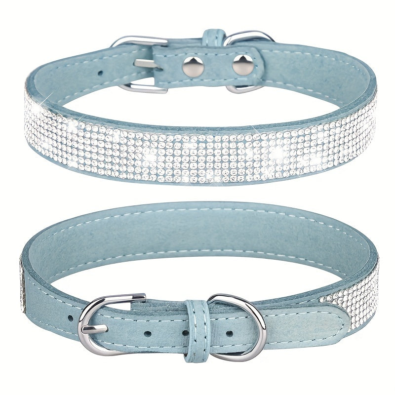 Adjustable Leather Dog Collar with Zirconia – Strong and Durable
