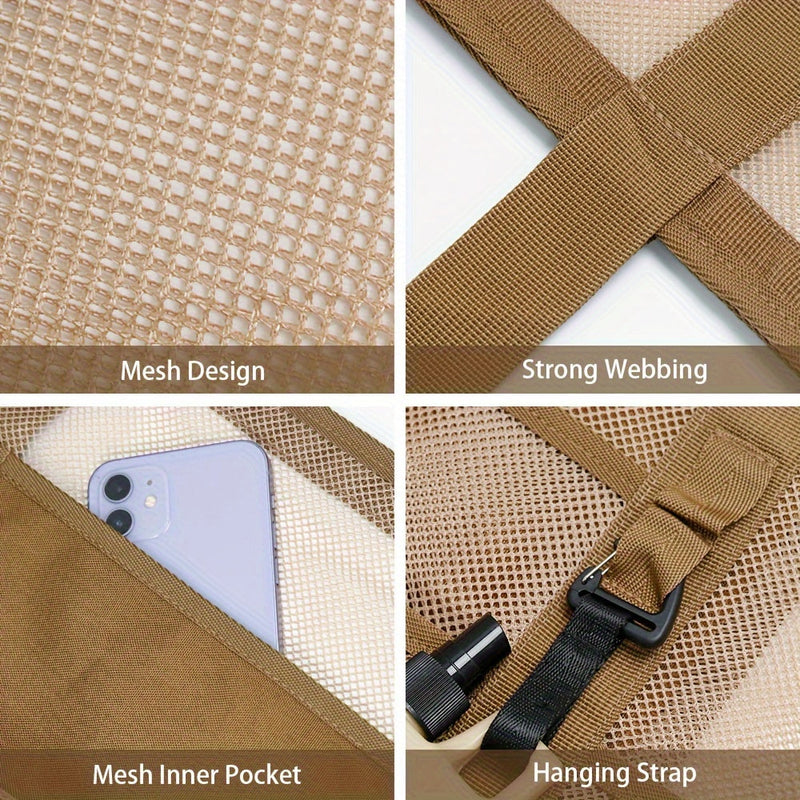 Lekka i Przestronna Siatkowa Torba Plażowa – 40L Składana Torba z Stałymi Ramiączkami i Otwarty Górą