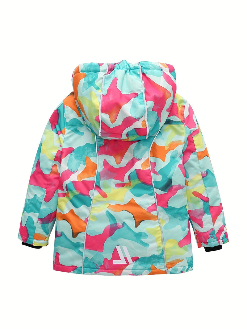 Dziecięca Kurtka Narciarska w Kamuflażu – Kolorowa Wodoodporna Kurtka na Zimowe Przygody