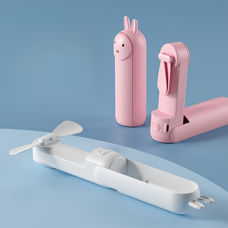 Mini ventilator portabil – ventilator USB reîncărcabil 2-în-1 în formă de iepuraș drăguț pentru călătorii și vară