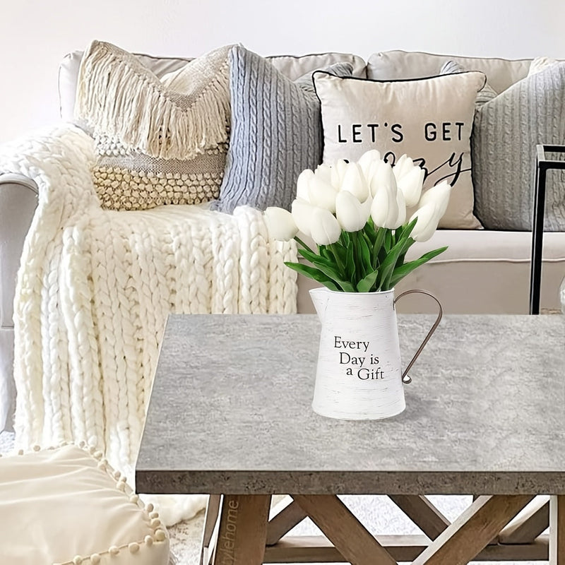 Set of 10 Artificial White Tulips – Ideal for Weddings, Photography, and Interior Decoration