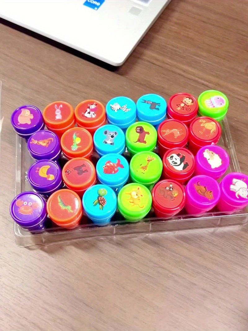 Kolorowy Zestaw Stempli Zwierząt – 26 Różnych Stempli do Kreatywnego Rękodzieła i Edukacji