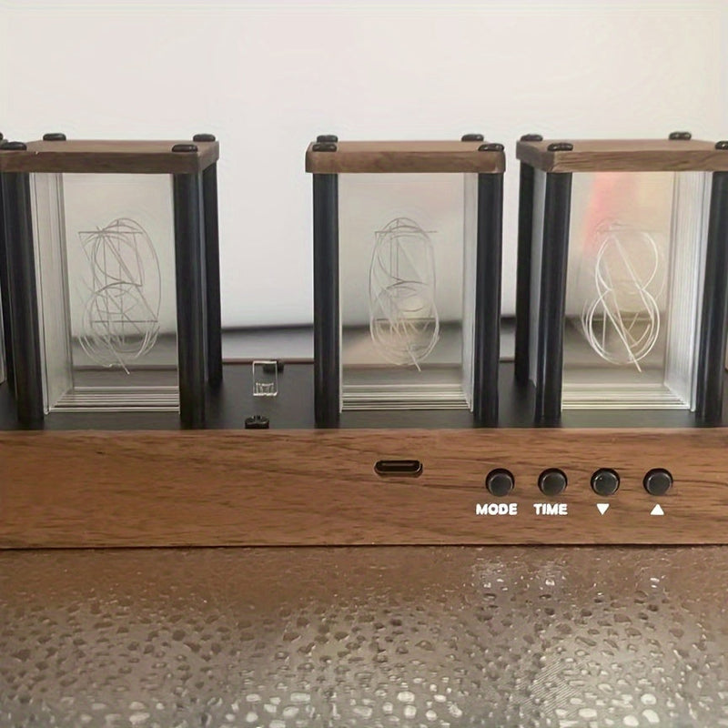 Nowoczesny Retro Rurkowy Zegar – RGB LED Cyfrowy Zegar do Unikalnej Dekoracji Wnętrz