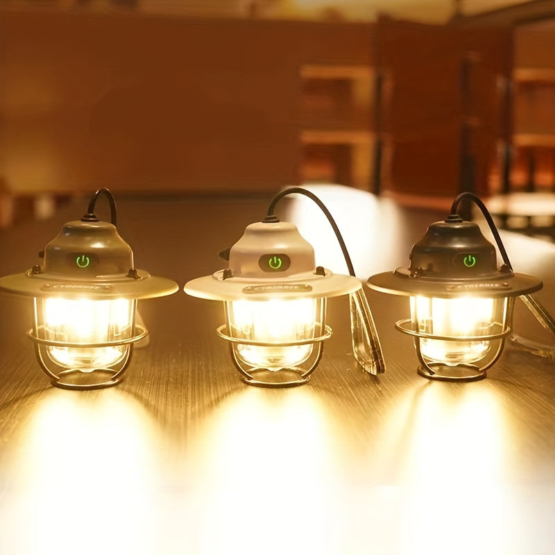 Vintage LED Lampa Campingowa - Ładowana i Trwała na Przygody na Świeżym Powietrzu