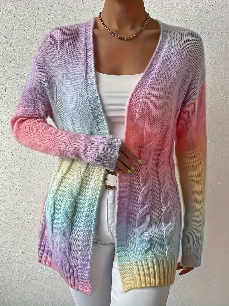 Pastel Gradient Open Cardigan – Stylish and Comfortable for Autumn and Spring