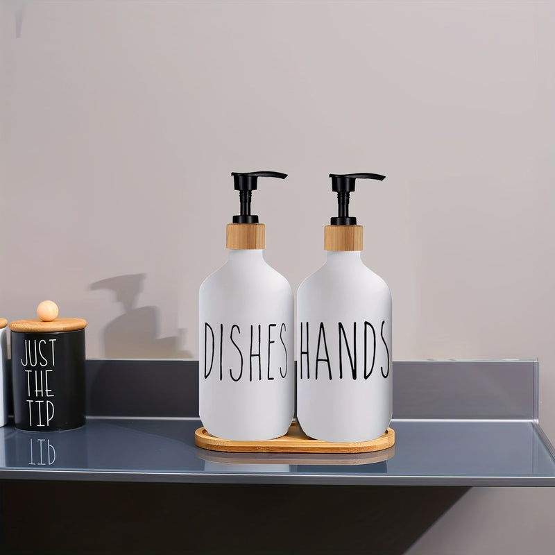Modern soap dispenser with wooden base - For a stylish bathroom