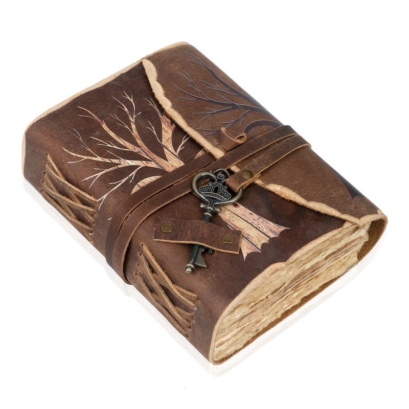 Ręcznie Robiony Vintage Notatnik z Wyglądem Skórzanym i Zamykaną Zawieszką – Dla Kreatywnych Dusz