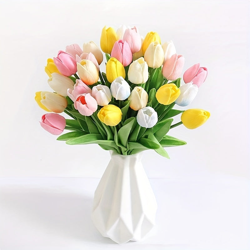 Set of 15 Realistic Artificial Tulips – Perfect for Weddings, Parties, and Interior Decoration