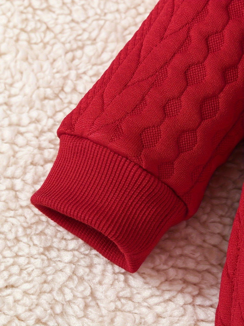 Luna Baby Romper – Uroczy Czerwony Kombinezon z Wypustkami na Zimę