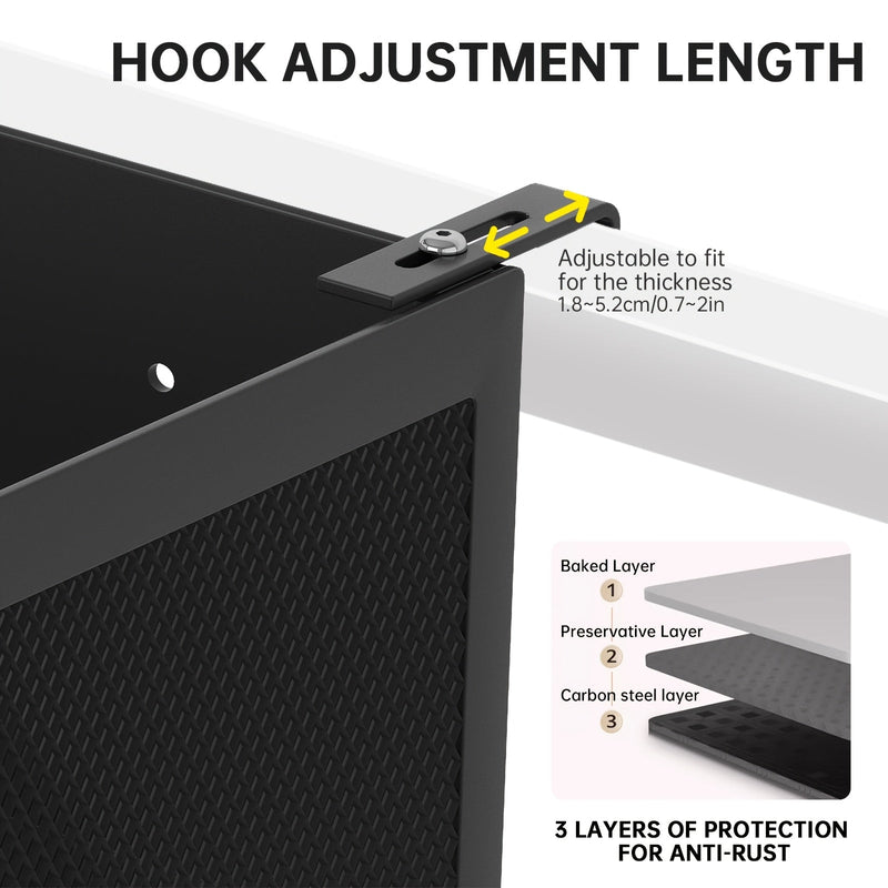 Regulowany Metalowy Kosz na Przechowywanie z Hakami - Praktyczne Rozwiązanie do Organizacji
