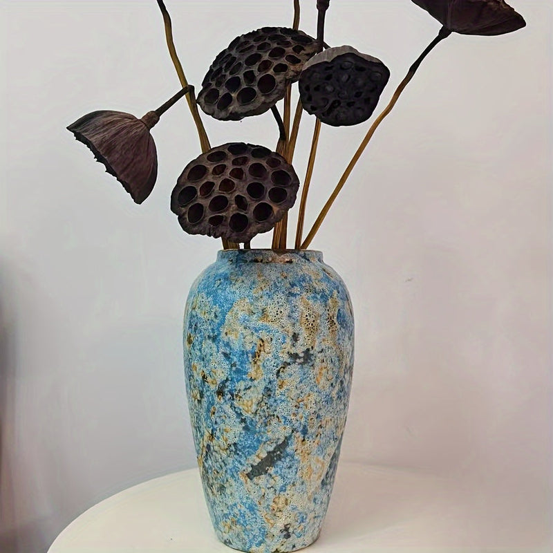 Unikalny Vintage Ceramiczny Wazon – Ręcznie Wykonany Niebieski Kamionka dla Autentycznego Wyglądu