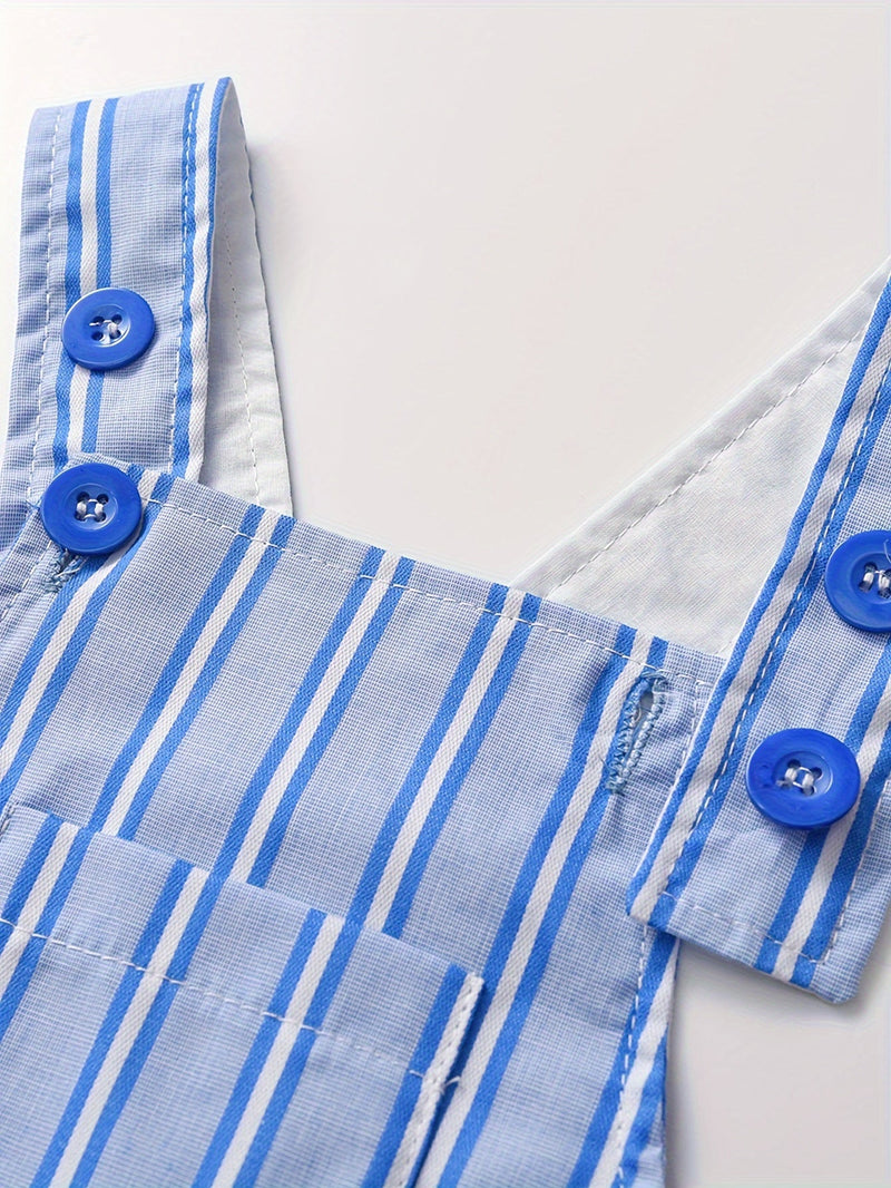 Modny Gestreowany Zestaw Jumpsuit dla Niemowląt – Idealny na Letnie Przygody dla Dzieci